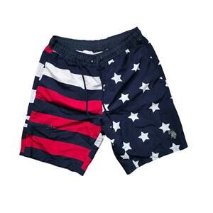 US Polo Assn Board Swim Shorts Men S Red White Blue Flag Stars USA
